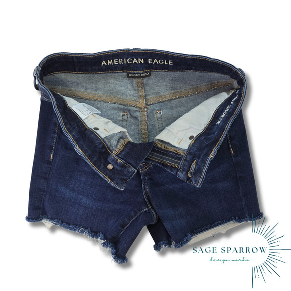 American Eagle Outfitters Women's Denim Shorts High Rise Stretch Sz 4 - Picture 3 of 5